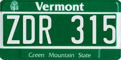 VT license plate ZDR315