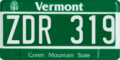 VT license plate ZDR319
