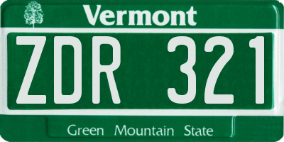VT license plate ZDR321