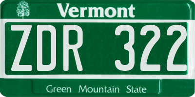 VT license plate ZDR322