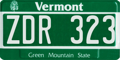 VT license plate ZDR323