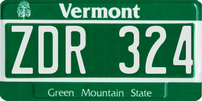 VT license plate ZDR324