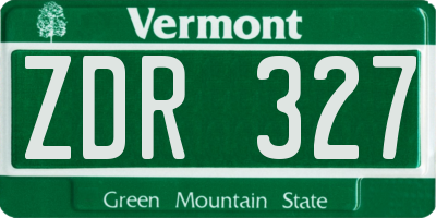 VT license plate ZDR327
