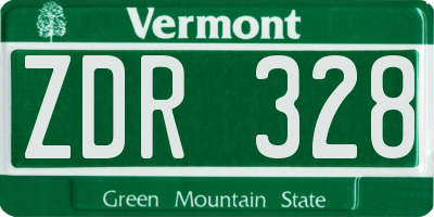 VT license plate ZDR328