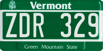 VT license plate ZDR329