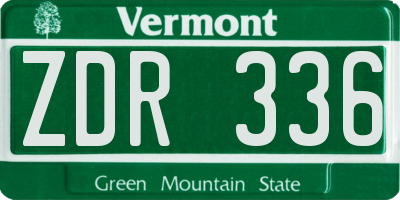 VT license plate ZDR336