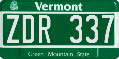 VT license plate ZDR337