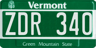 VT license plate ZDR340
