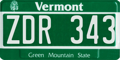 VT license plate ZDR343