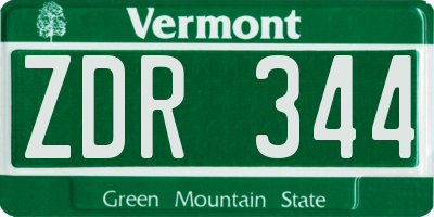 VT license plate ZDR344