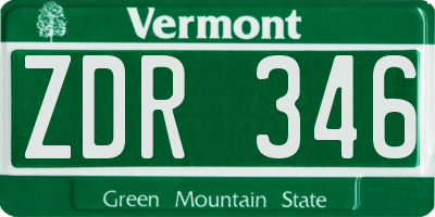 VT license plate ZDR346
