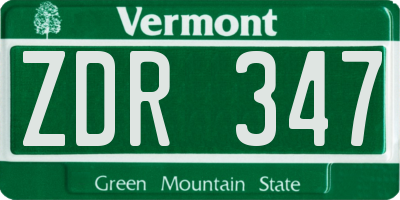 VT license plate ZDR347