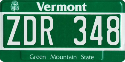 VT license plate ZDR348