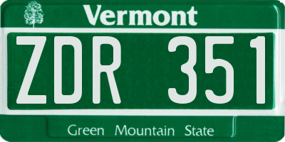 VT license plate ZDR351