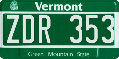 VT license plate ZDR353