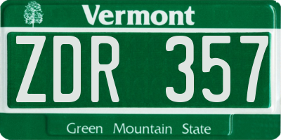 VT license plate ZDR357