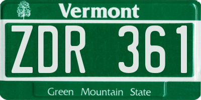 VT license plate ZDR361