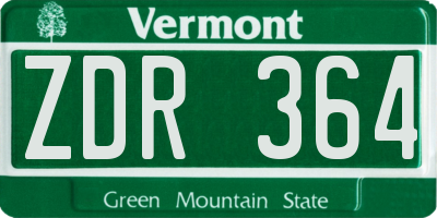 VT license plate ZDR364