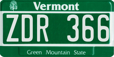 VT license plate ZDR366