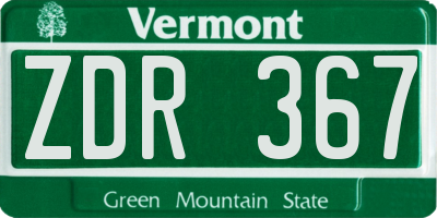 VT license plate ZDR367