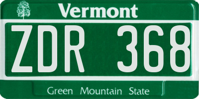 VT license plate ZDR368