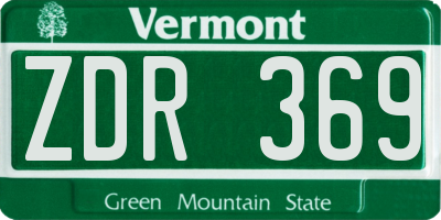 VT license plate ZDR369