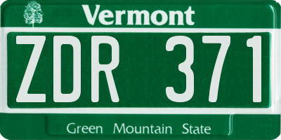VT license plate ZDR371