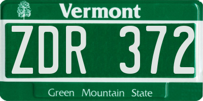 VT license plate ZDR372