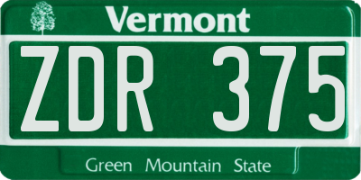 VT license plate ZDR375