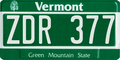 VT license plate ZDR377
