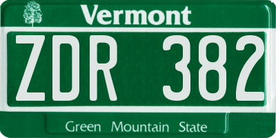 VT license plate ZDR382