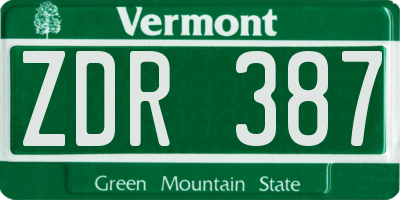 VT license plate ZDR387