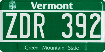 VT license plate ZDR392