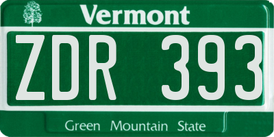 VT license plate ZDR393