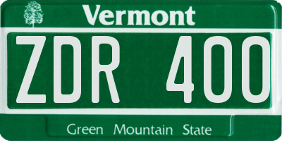 VT license plate ZDR400