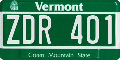 VT license plate ZDR401