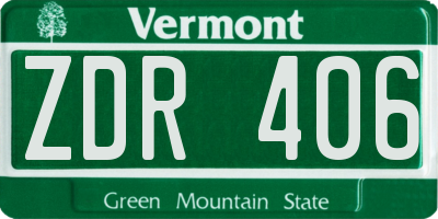 VT license plate ZDR406
