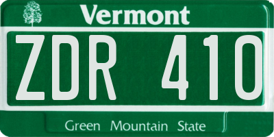 VT license plate ZDR410