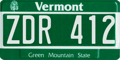 VT license plate ZDR412