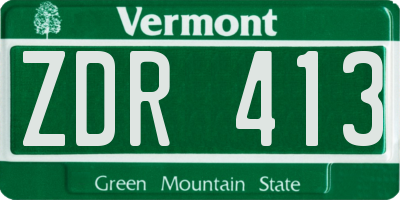 VT license plate ZDR413