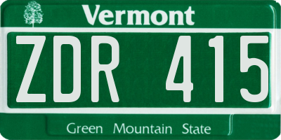 VT license plate ZDR415