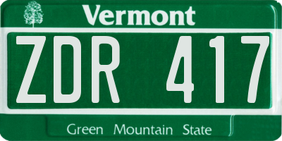VT license plate ZDR417