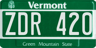 VT license plate ZDR420