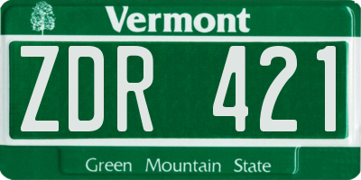 VT license plate ZDR421