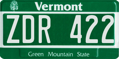 VT license plate ZDR422