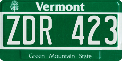 VT license plate ZDR423