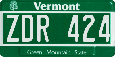 VT license plate ZDR424