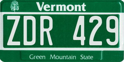 VT license plate ZDR429