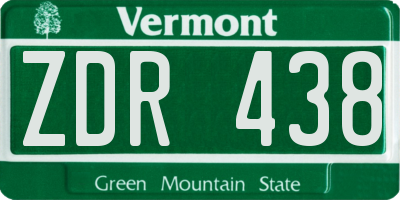 VT license plate ZDR438