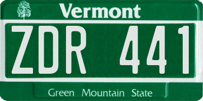 VT license plate ZDR441